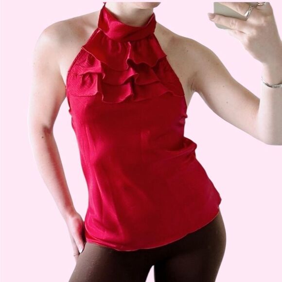 Vintage Ruffle Halter Neck Top - Picture 1 of 3